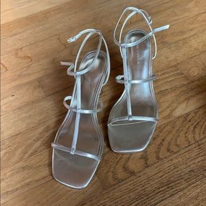 MARC FISHER gold kitten heels